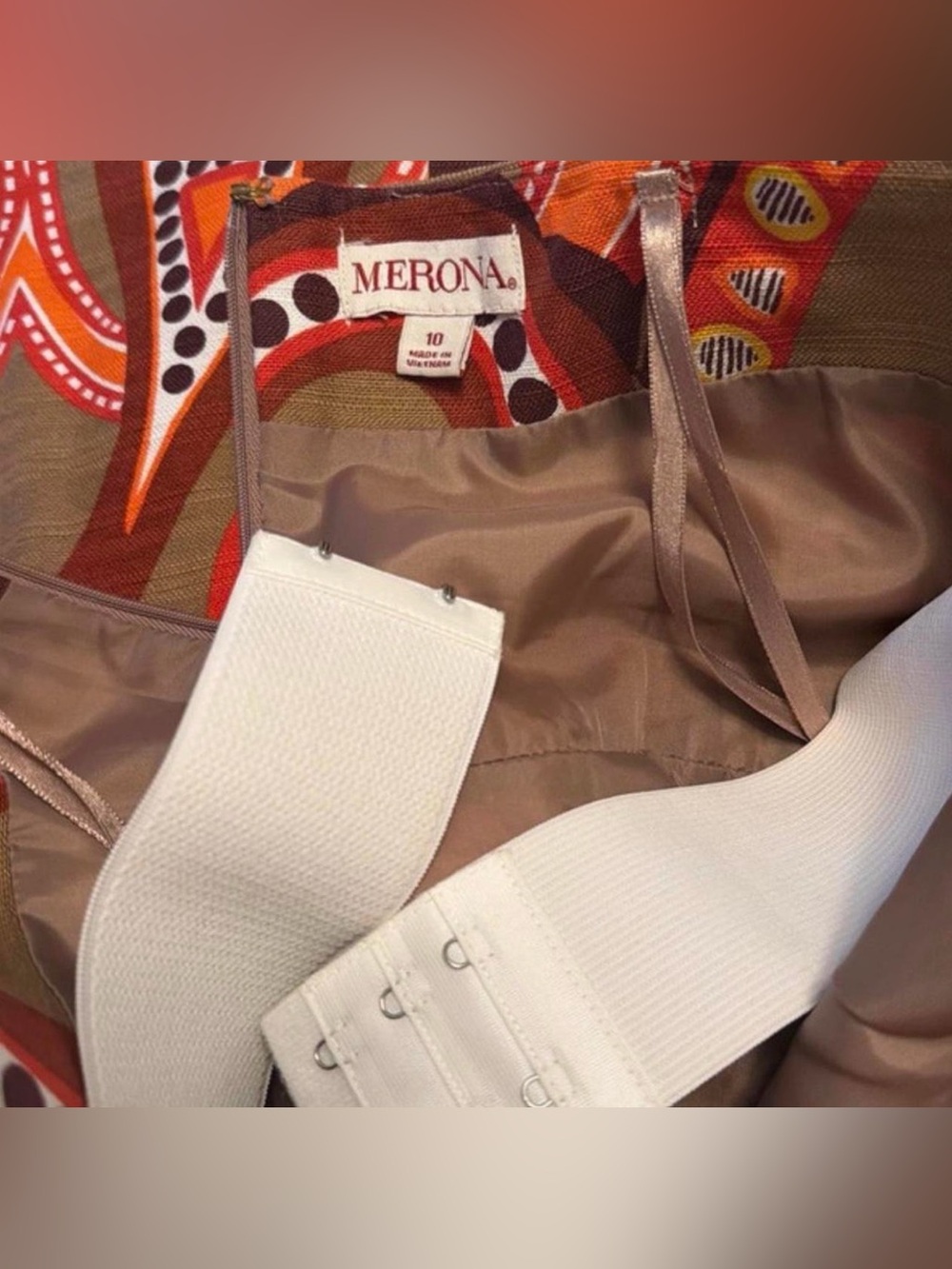Merona Merona Strapless Dress with Orange, Brown & White Accents - Picture 3 of 3